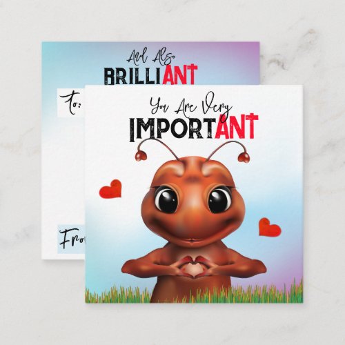 Ant Sign Language Classroom Valentine Card