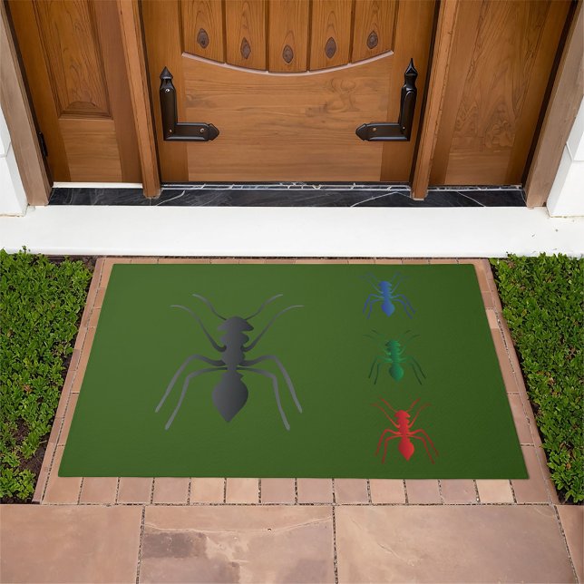 Ant Silhouettes Insects Black Blue Green and Red  Doormat (Creator Uploaded)