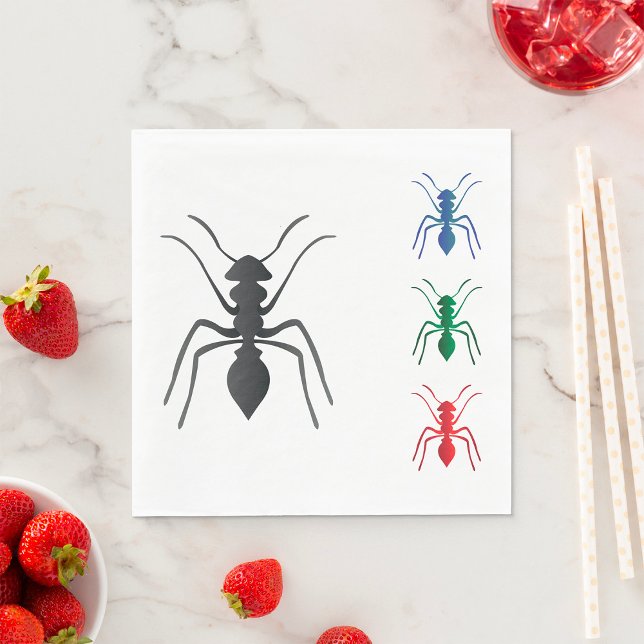 Ant Silhouettes Insects Black Blue Green and Red  Napkins (Creator Uploaded)