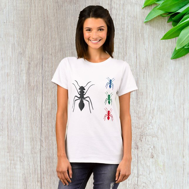 Ant Silhouettes Insects Black Blue Green and Red  T-Shirt (Creator Uploaded)