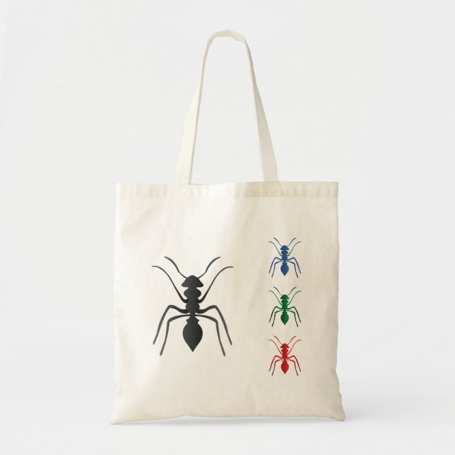 Ant Silhouettes Insects Black Blue Green and Red  Tote Bag (Front)