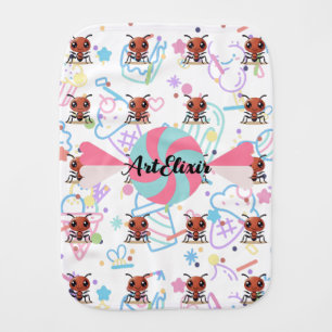Ant Sweet Pastel Color Print  Baby Burp Cloth
