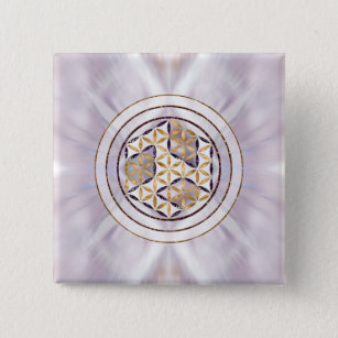 Antahkarana in Flower of Life - Pearl and Amethyst Button