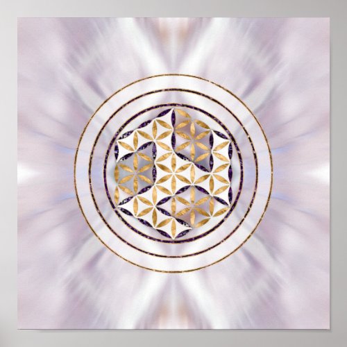 Antahkarana in Flower of Life _ Pearl and Amethyst Poster