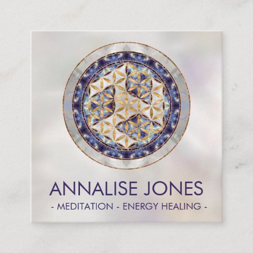Antahkarana in Flower of Life _ Pearl and Amethyst Square Business Card