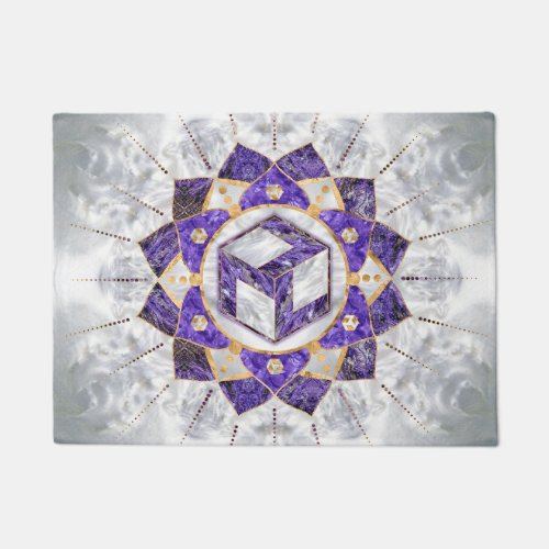 Antahkarana in Lotus Mandala_ Amethyst and Pearl Doormat