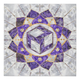 Antahkarana in Lotus Mandala- Amethyst and Pearl Faux Canvas Print