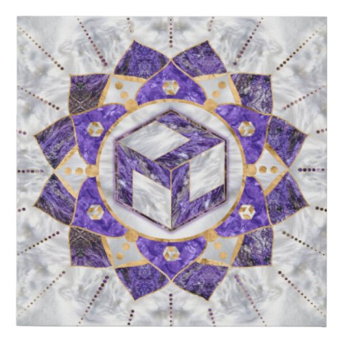 Antahkarana in Lotus Mandala_ Amethyst and Pearl Faux Canvas Print