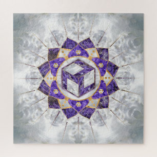Antahkarana in Lotus Mandala- Amethyst and Pearl Jigsaw Puzzle