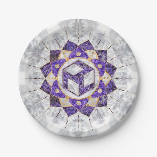 Antahkarana in Lotus Mandala_ Amethyst and Pearl Paper Plates