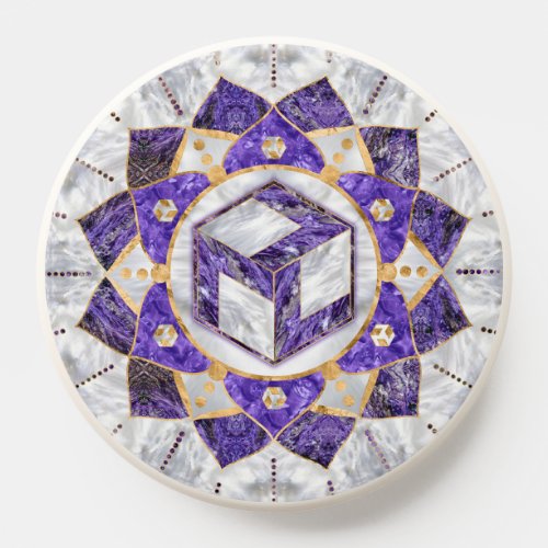 Antahkarana in Lotus Mandala_ Amethyst and Pearl PopSocket