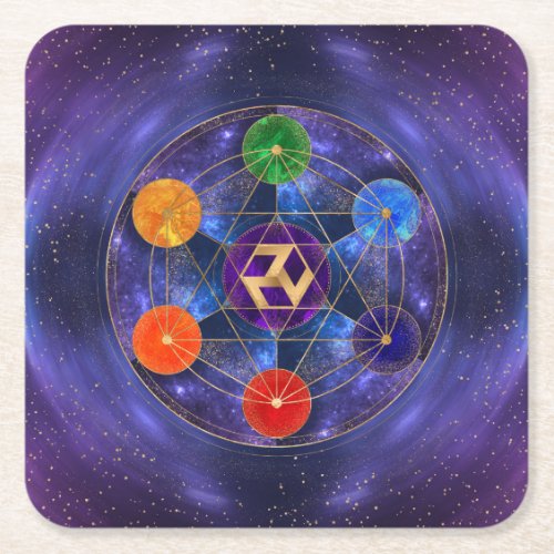 Antahkarana in Sacred Geometry Ornament _ Nebula Square Paper Coaster