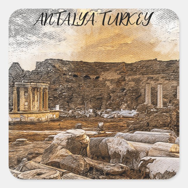 Antalya Turkey Ancient Travel Square Sticker (Front)