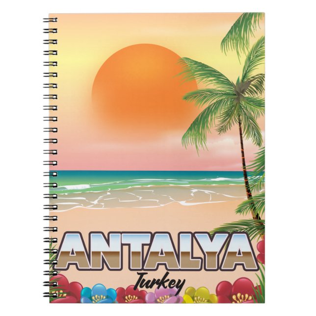 Antalya Turkey beach travel poster Notebook (Front)