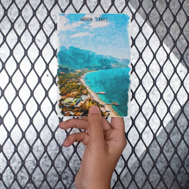 Antalya Turkey Watercolor Illustration Postcard (stylish antalya turkey postcard)