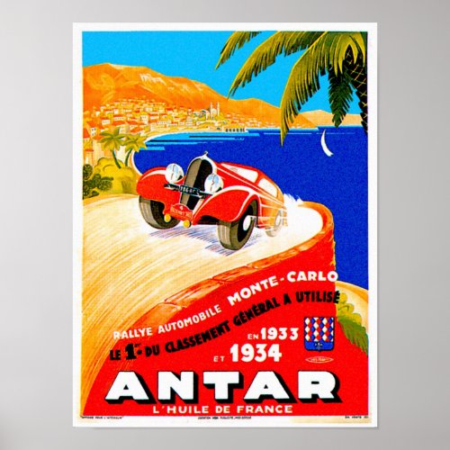 Antar Gas  Vintage Auto Road Race Ad Poster