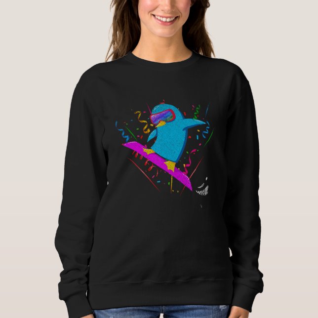 Antarctic Animal Snowboard Party Animal Funny Peng Sweatshirt (Front)