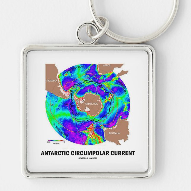Antarctic Circumpolar Current (Ocean Current Map) Keychain (Front)