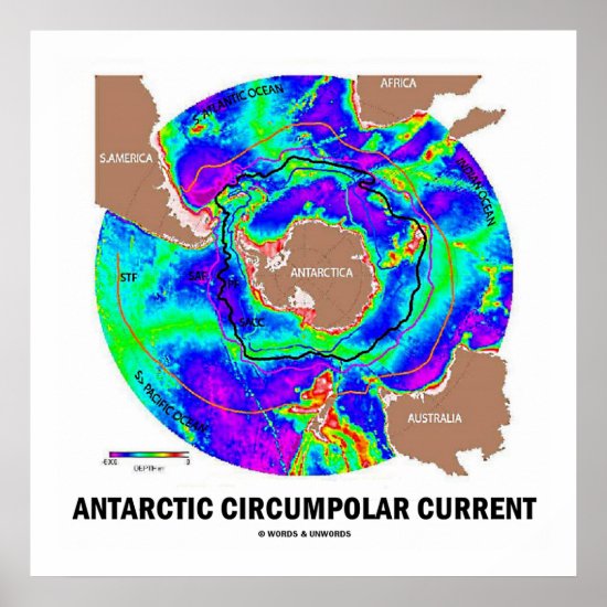 Antarctic Circumpolar Current (Ocean Current Map) Poster