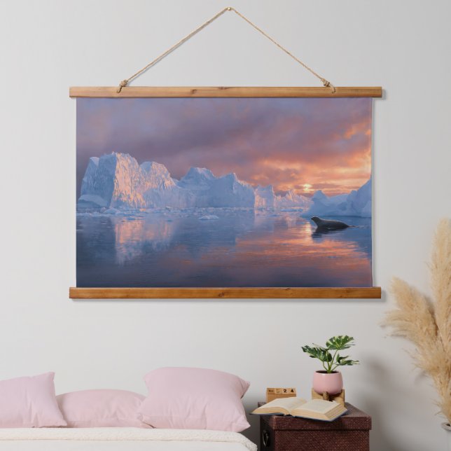 Antarctic Ember: Seal's Sunset Respite Hanging Tapestry (Bedroom)
