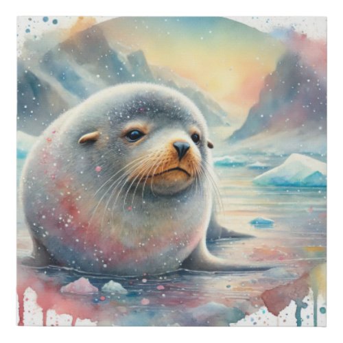 Antarctic Fur Seal 040724AREF127 _ Watercolor Faux Canvas Print