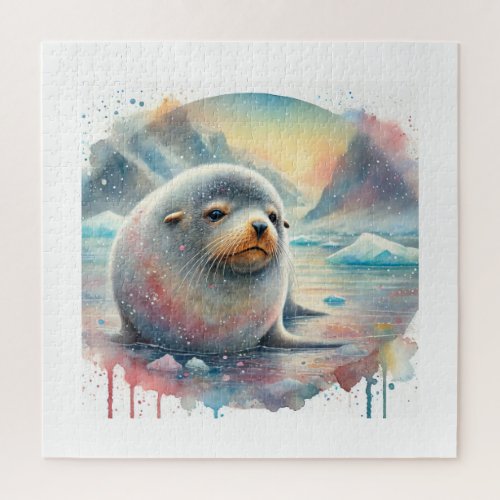 Antarctic Fur Seal 040724AREF127 _ Watercolor Jigsaw Puzzle