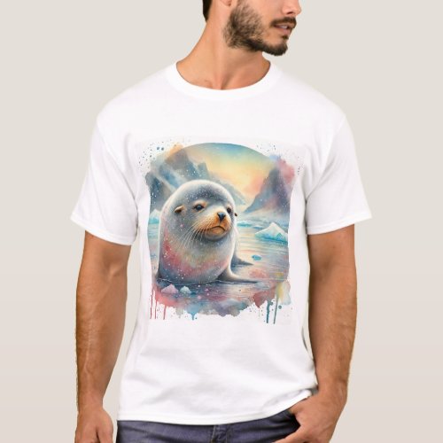 Antarctic Fur Seal 040724AREF127 _ Watercolor T_Shirt