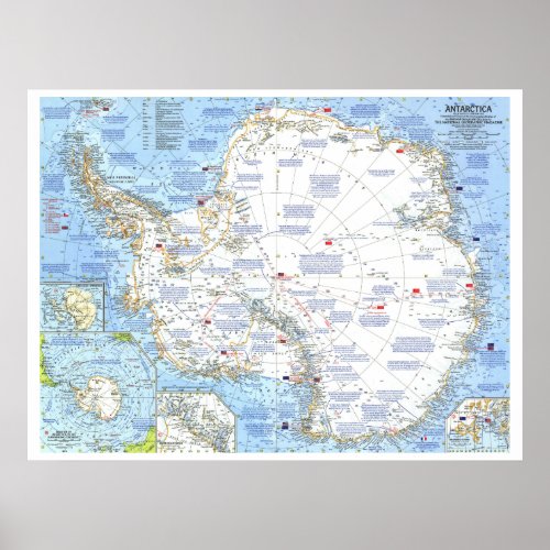  Antarctica 1963 Detailed MAP  Poster