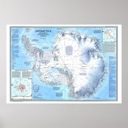  Antarctica 1987 Detailed MAP  Poster