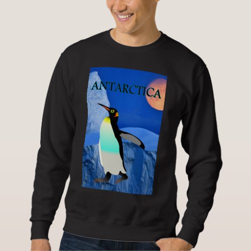 Antarctica Climate Change Glacier Penguin and Moon Sweatshirt