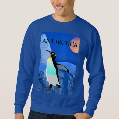 Antarctica Climate Change Glacier Penguin and Moon Sweatshirt