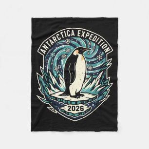 Antarctica Expedition 2026 Retro Souvenir Penguin  Fleece Blanket