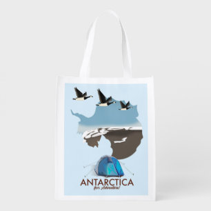 Antarctica For Adventure Travel poster map. Grocery Bag