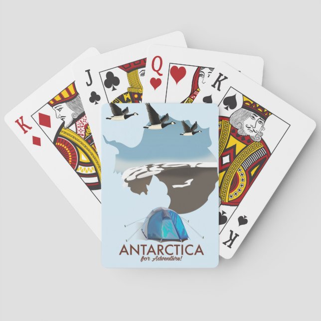 Antarctica For Adventure Travel poster map. Poker Cards (Back)