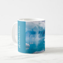 Antarctica iceberg photo with text