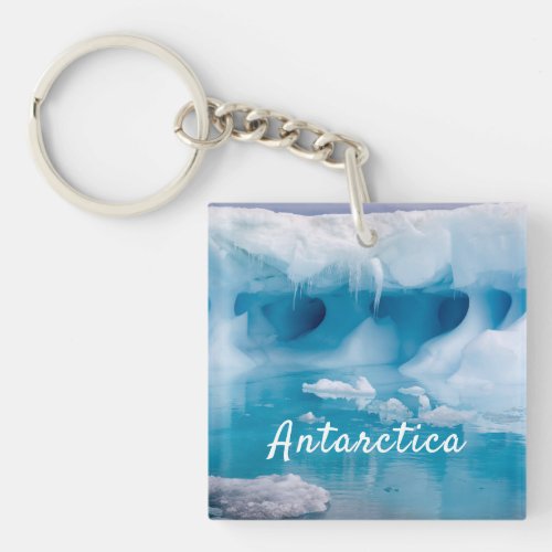 Antarctica iceberg photo with text keychain