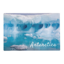 Antarctica iceberg photo with text