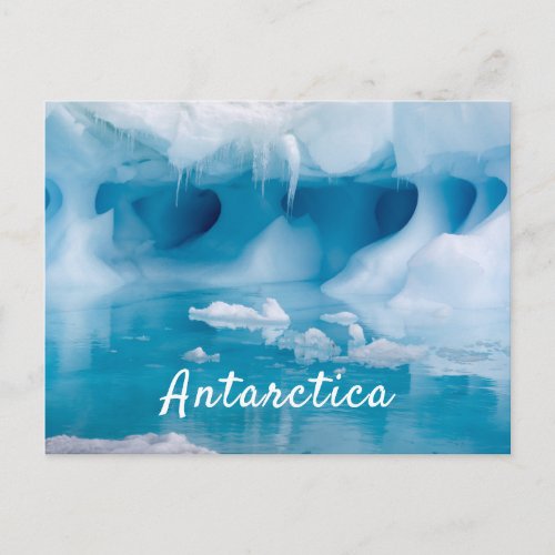 Antarctica iceberg photo with text postcard