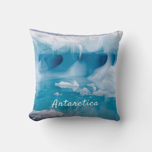 Antarctica iceberg photo with text throw pillow