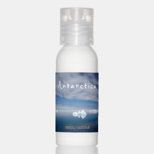 Antarctica landscape floating ice photo with text hand lotion