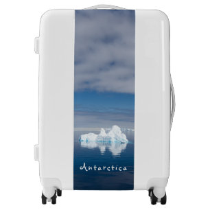 Antarctica landscape floating ice photo with text luggage