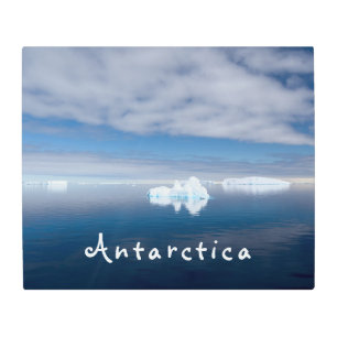 Antarctica landscape floating ice photo with text metal print