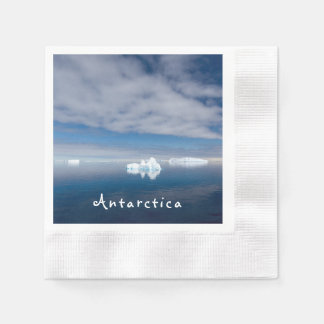 Antarctica landscape floating ice photo with text napkins