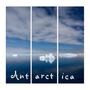 Antarctica landscape floating ice photo with text triptych