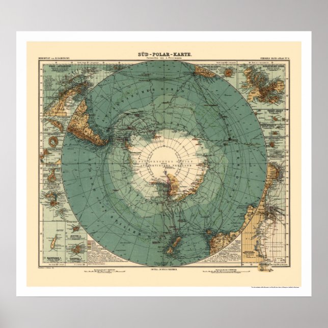 Antarctica Map 1912 Poster (Front)