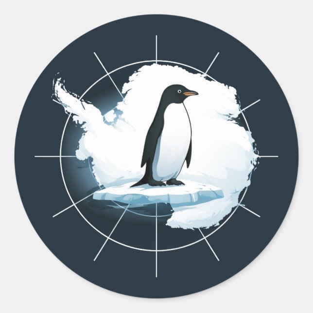 Antarctica Penguin Emblem – Polar Explorer Design Classic Round Sticker (Front)