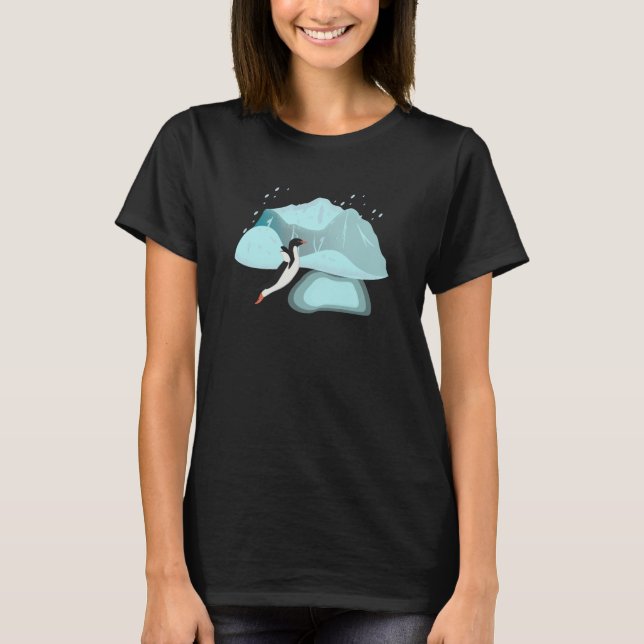 Antarctica Penguin Jumping in a Pool of Water Anta T-Shirt (Front)