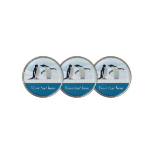 Antarctica Penguin on ice personalized text Golf Ball Marker