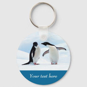 Antarctica Penguin on ice personalized text Keychain