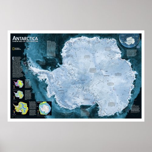  Antarctica Satellite map as a Poster